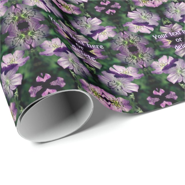 Purple Geranium Flowers Multiplied Personalised Wrapping Paper (Roll Corner)