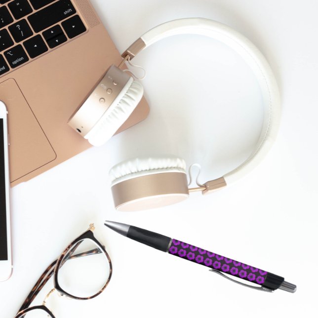 Purple Geranium on Black Floral Pattern (In Situ)