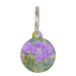 Purple Geranium Wildflower Botanical Photo Pet Tag