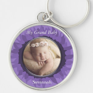 Purple Gerber Daisy Baby Photo  Key Ring