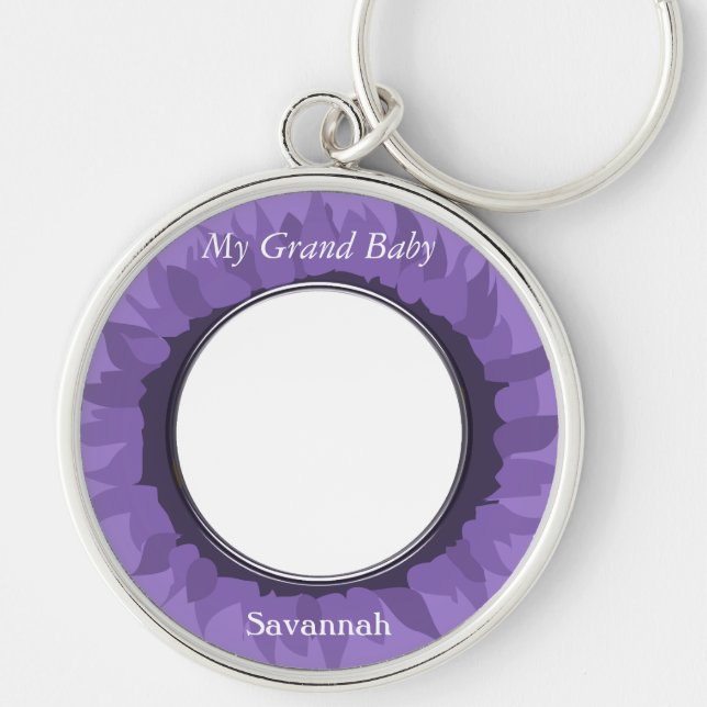 Purple Gerber Daisy Baby Photo  Key Ring (Front)