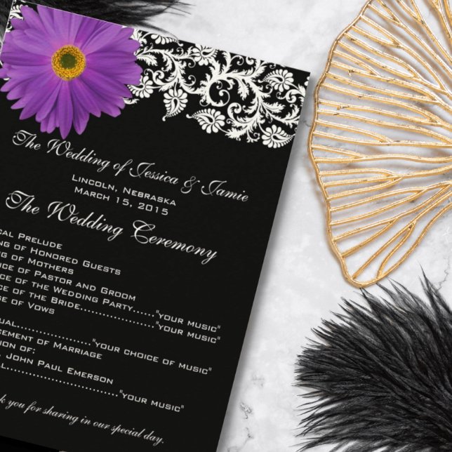Purple Gerber Daisy Floral Wedding Program (Creator Uploaded)