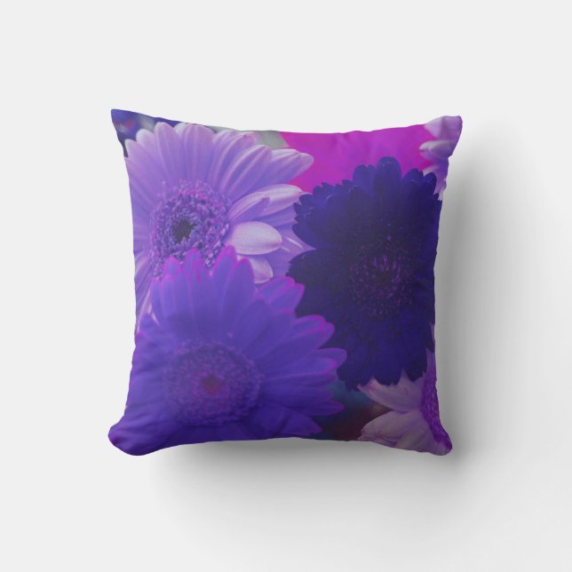 Purple Gerbera Daisy Colourful Flower Throw Pillow (Front)