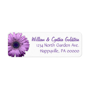 Purple Gerbera Daisy Custom Address Labels