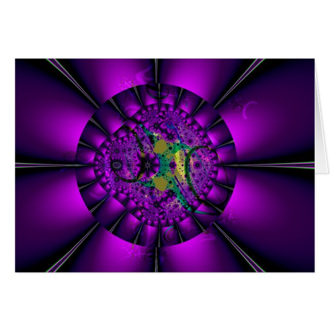 Purple Gerbera Daisy Fractal Art Card (Front Horizontal)