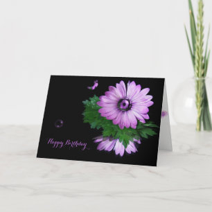 purple Gerbera daisy reflection Card