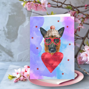 Purple German Shepherd Valentine's Day Gift Dog Card