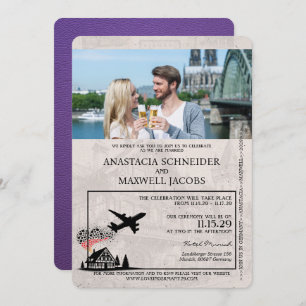 Purple Germany Passport Wedding Invitation