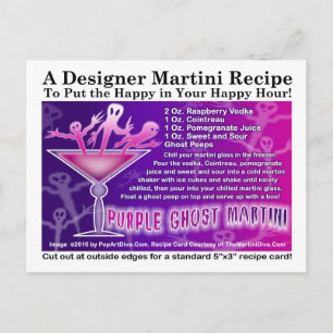 Purple Ghost Halloween Martini Recipe Postcard