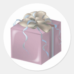 Purple Gift Box Classic Round Sticker