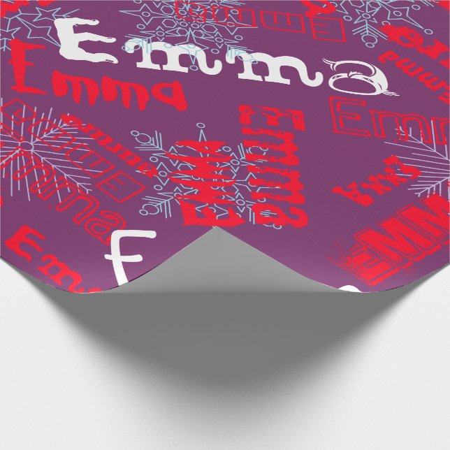 Purple Gift Wrap Personalised, snowflakes (Corner)