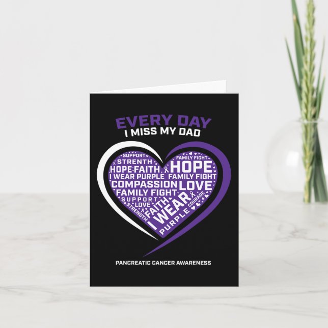 Purple Gifts In Memory Of My Dad Pancreatic Cancer Card (Front)