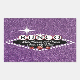 Purple Giltter What Happens At Bunco Envelope Seal