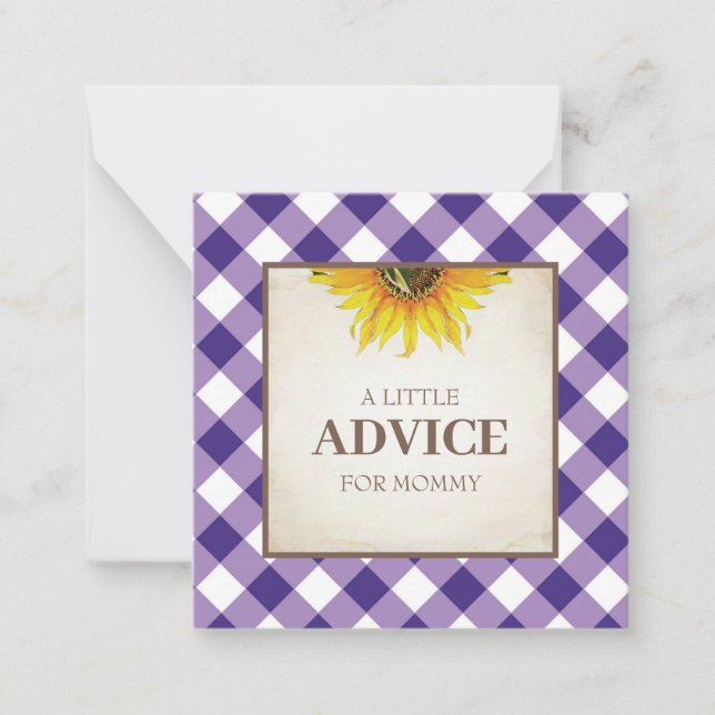Purple Gingham Advice For Mummy Shower Insert Card (Front)
