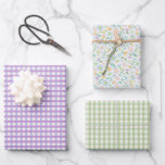 Purple Gingham and Floral Wrapping Paper Sh<br><div class="desc">Gingham check and Daisy flowers. Floral pattern colours include: purple,  blue,  lavender,  green,  orange,  yellow. Perfect wrapping paper for a birthday,  wedding or baby shower.</div>