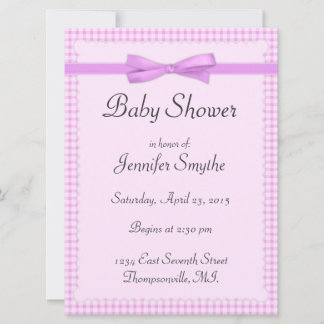 Purple Gingham Baby Shower Invitations
