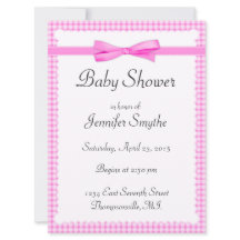 Purple Gingham Baby Shower Invitations