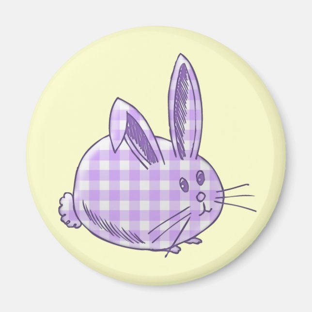 purple gingham bunny magnet (Front)