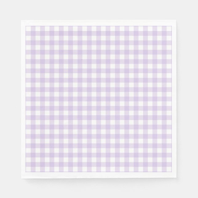 Purple Gingham Coquette Bow Party Dessert Napkin (Front)