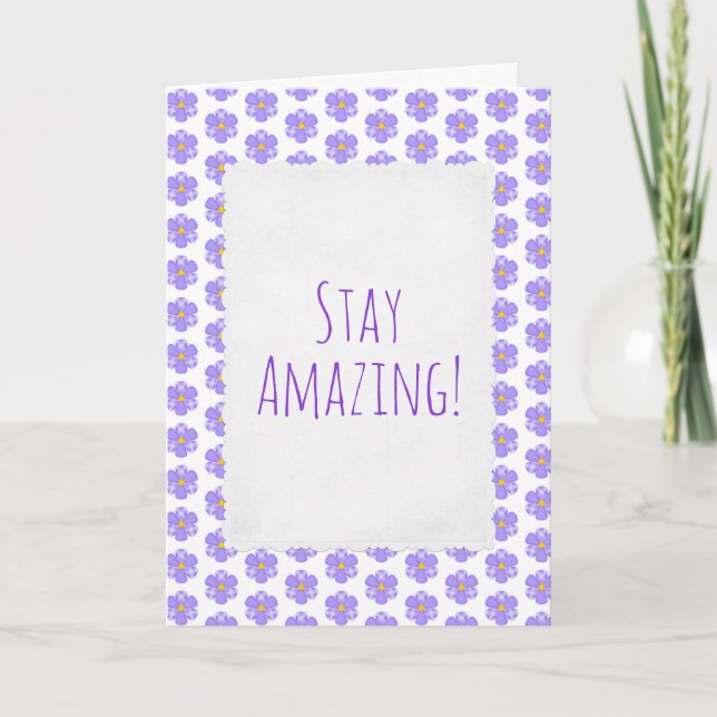 purple gingham daisy birthday card (Front)