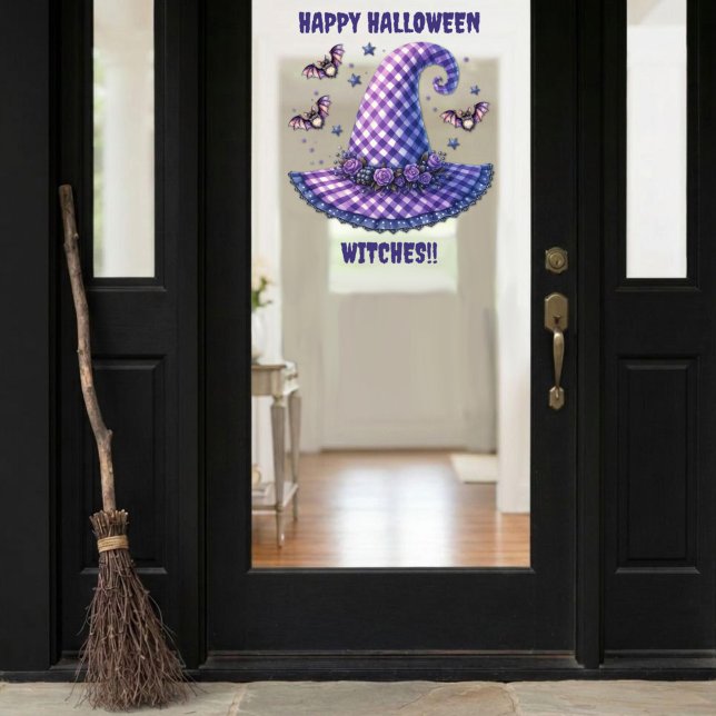 Purple Gingham Halloween Witch Hat And Bats (Creator Uploaded)