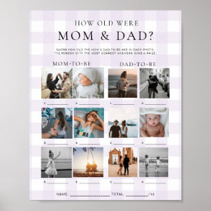 Purple Gingham How Old Were Mum and Dad Photo Game Poster