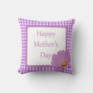 Purple Gingham Mothers Day Cushion