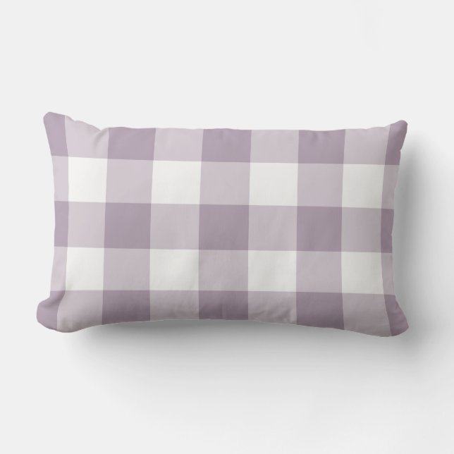 Purple Gingham Pattern Chequered Lumbar Cushion (Front)