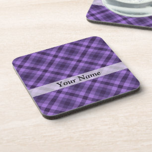 Purple gingham pattern coaster