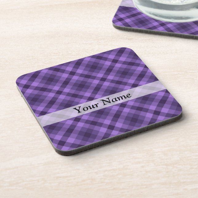 Purple gingham pattern coaster (Left Side)
