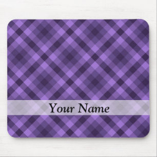 Purple gingham pattern mouse pad