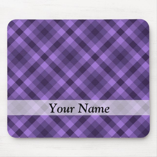 Purple gingham pattern mouse pad (Front)