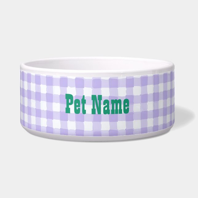 Purple Gingham Personalised Pet Name - Customised  (Front)