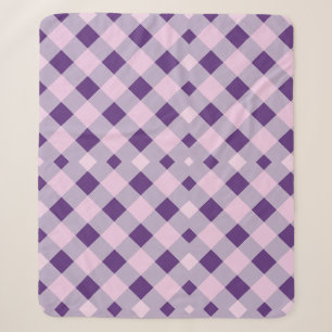Purple gingham plaid Sherpa Blanket