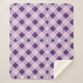 Purple gingham plaid Sherpa Blanket