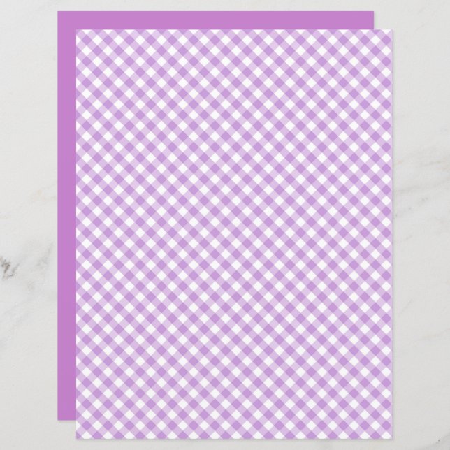 Purple Gingham Scrapbook Paper (Front/Back)