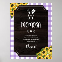 Purple Gingham Sunflowers Monogram Momosa Bar