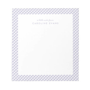 Purple gingham sweet simple personalized kids notepad