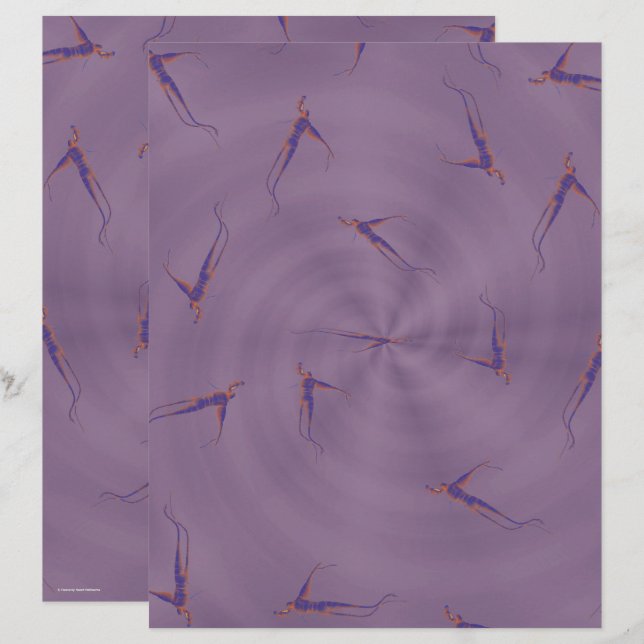 Purple Ginseng Man Scrapbook Paper 2-Sided Page (Front/Back)