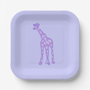 purple giraffe paper plate