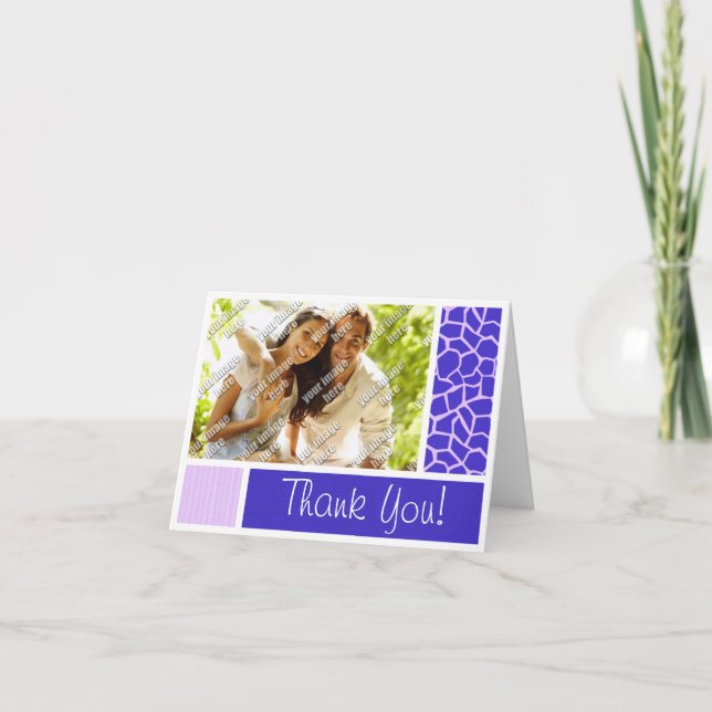 Purple Giraffe Pattern Thank You Card (Front)
