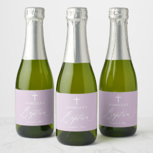 Purple Girl Baptism Mini Sparkling Wine Bottle Lab Label