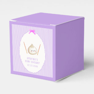 Purple Girl Bow Asian Dumpling Baby Shower Favour Box