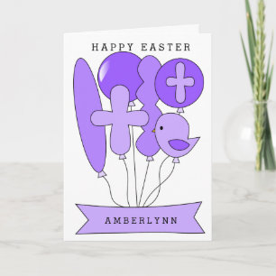 Purple Girl Christian Easter Holiday Card