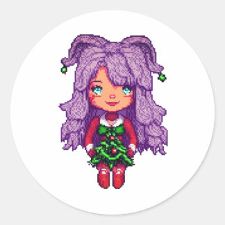 Purple girl  classic round sticker