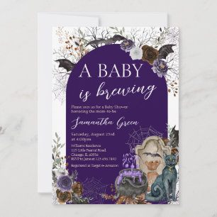 Purple Girl Gothic Halloween Baby Shower Invitation