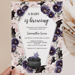 Purple Girl Gothic Halloween Baby Shower Invitation