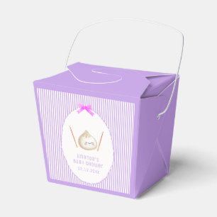 Purple Girl Kawaii Bow Asian Dumpling Baby Shower  Favour Box