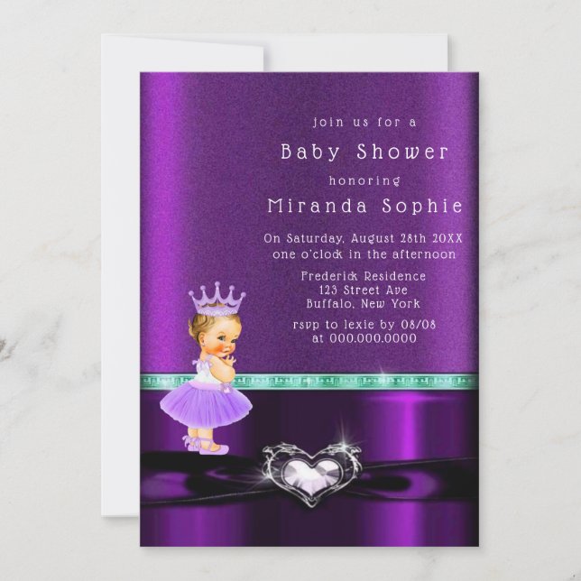 Purple Girl Princess Baby Shower Invitation (Front)