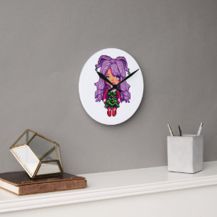 Purple girl round clock
